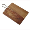 Acacia wood chopping block with metal handle